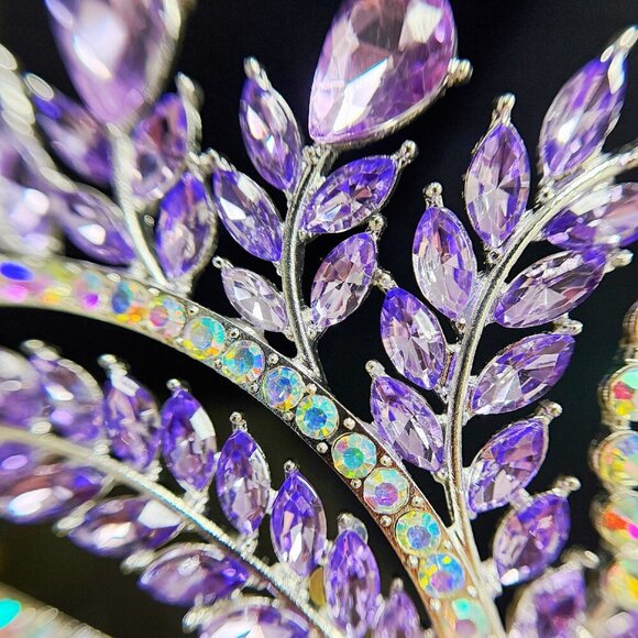 Purple Crystal Crown, Quinceanera Crown, Silver Wedding Tiara, Bridal Headpiece main image 7